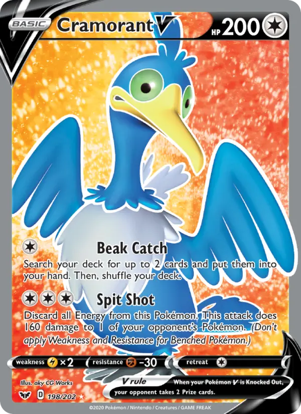 Cramorant V 198 card from Sword & Shield