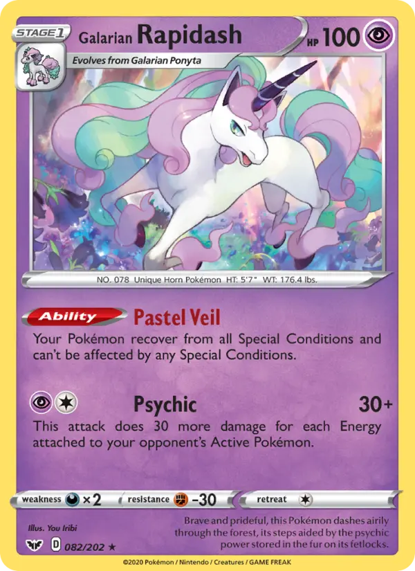 Galarian Rapidash 82 card from Sword & Shield