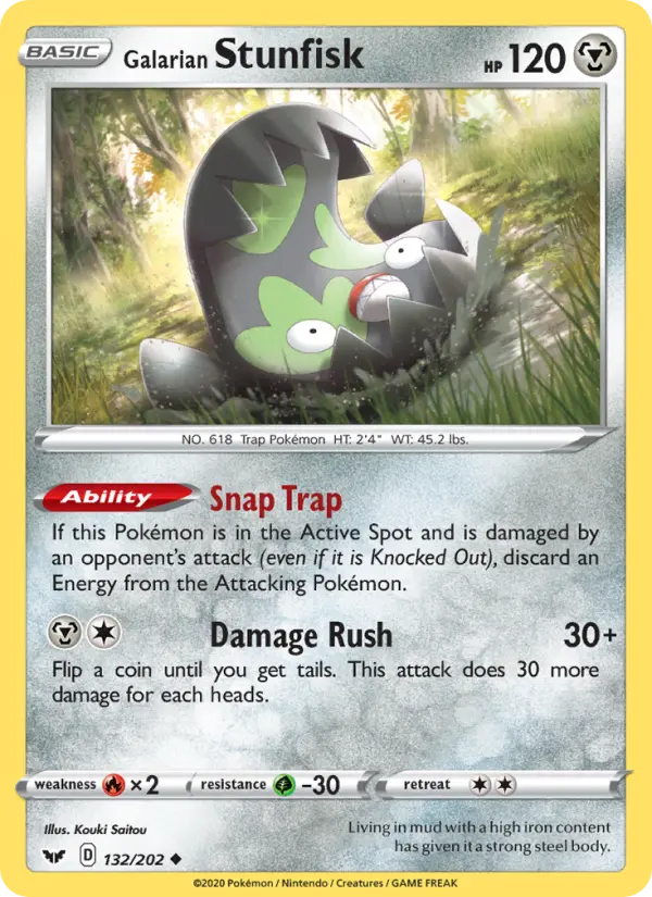 Galarian Stunfisk 132 card from Sword & Shield