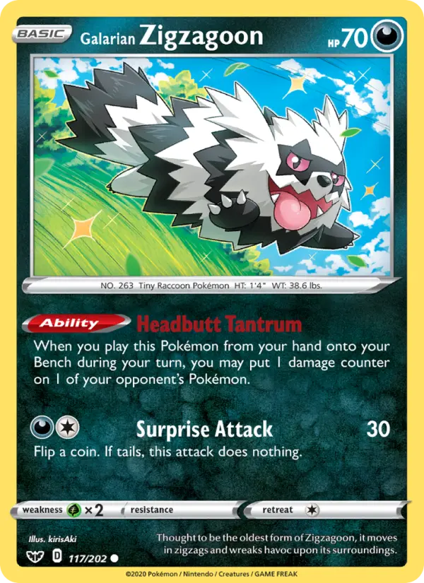 Galarian Zigzagoon 117 — Sword & Shield 117, Normal finish