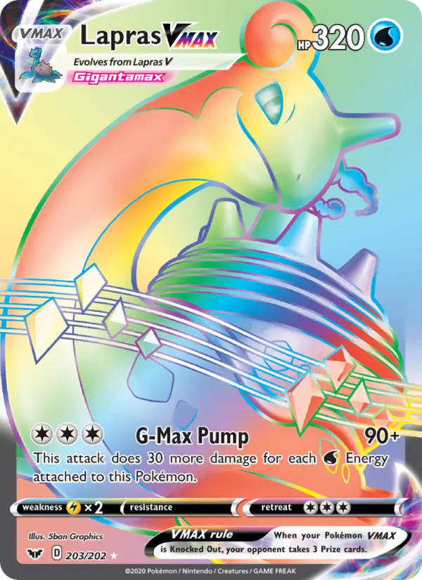 Lapras VMAX 203 card from Sword & Shield