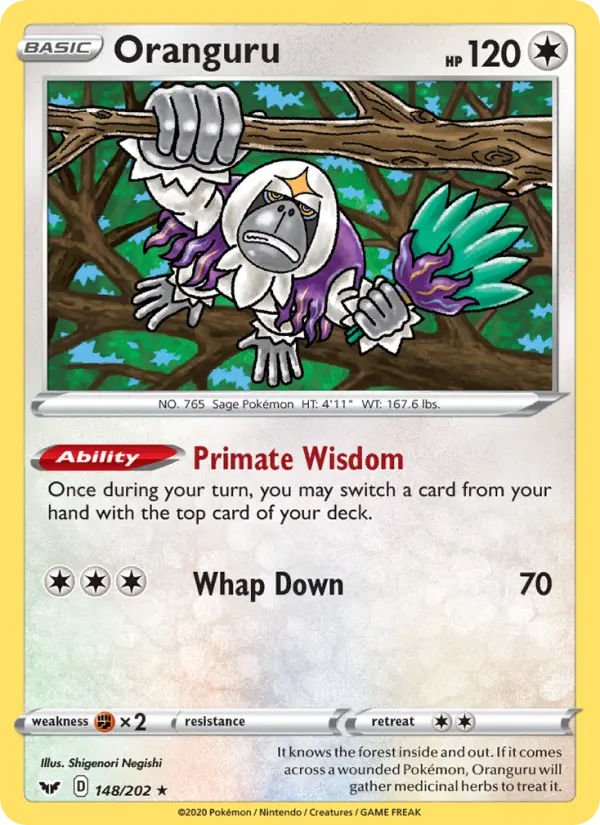 Oranguru 148 card from Sword & Shield
