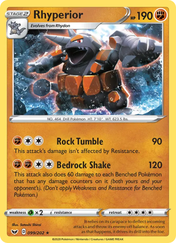 Rhyperior 99 card from Sword & Shield
