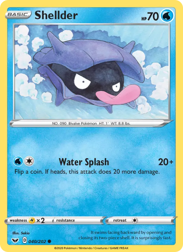 Shellder 40 card from Sword & Shield