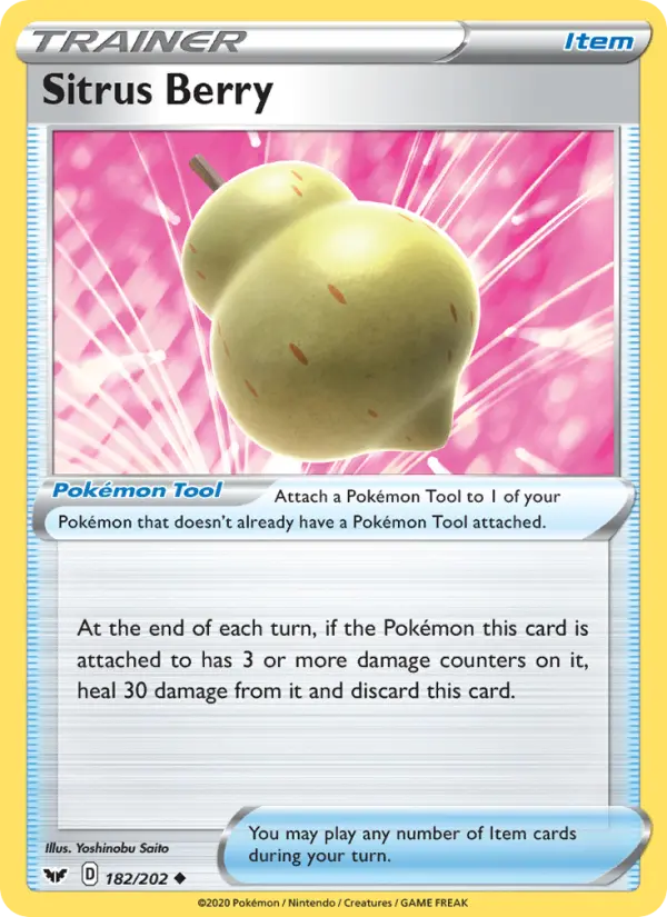 Sitrus Berry 182 card from Sword & Shield