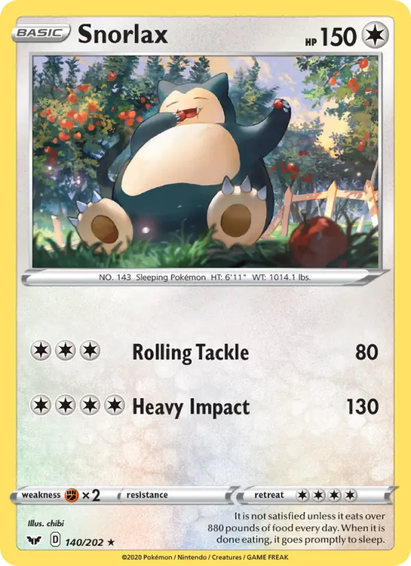 Snorlax 140 card from Sword & Shield
