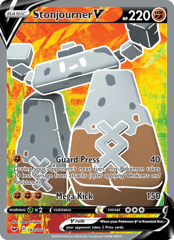 Stonjourner V 193 card from Sword & Shield