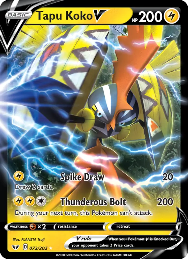 Tapu Koko V 72 card from Sword & Shield