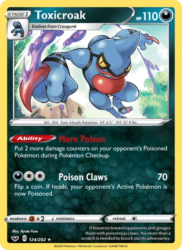 Toxicroak 124 card from Sword & Shield