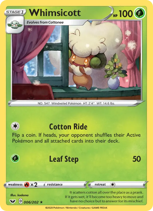 Whimsicott 6 — Sword & Shield 6, Normal finish