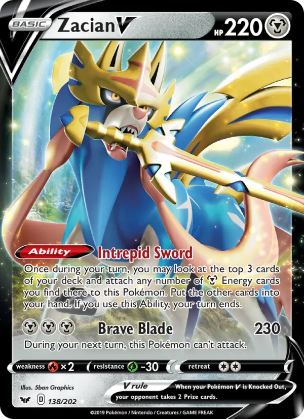 Zacian V 138 card from Sword & Shield