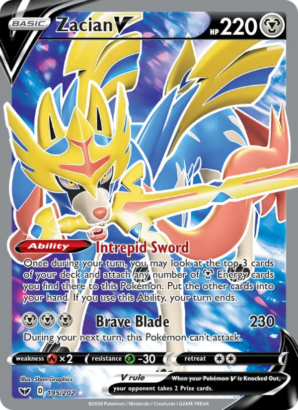 Zacian V 195 card from Sword & Shield