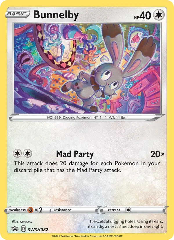 Bunnelby SWSH082 — SWSH Black Star Promos SWSH082, Holofoil finish