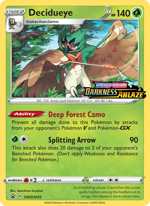 Decidueye SWSH035 card from SWSH Black Star Promos