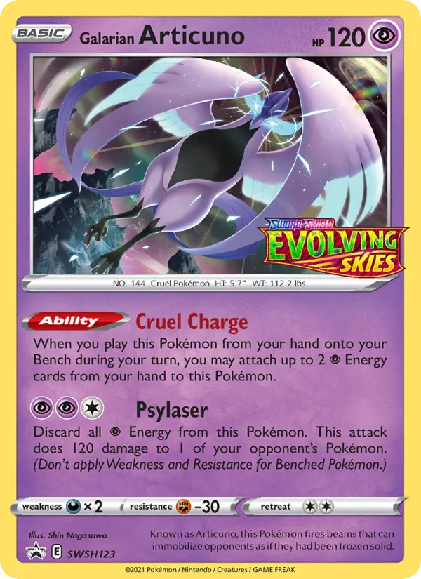 Galarian Articuno SWSH123 card from SWSH Black Star Promos