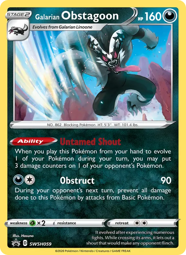 Galarian Obstagoon SWSH059 — SWSH Black Star Promos SWSH059, Holofoil finish