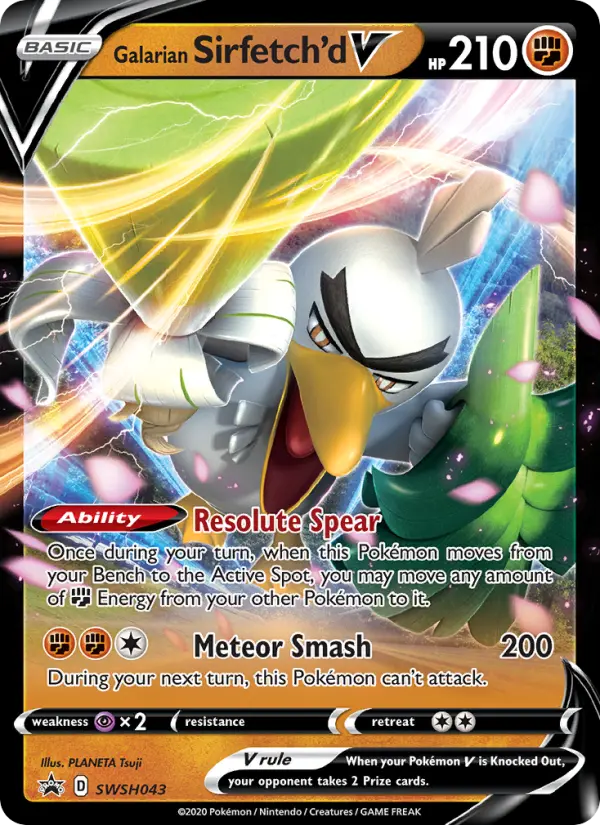 Galarian Sirfetch'd V SWSH043 — SWSH Black Star Promos SWSH043, Holofoil finish