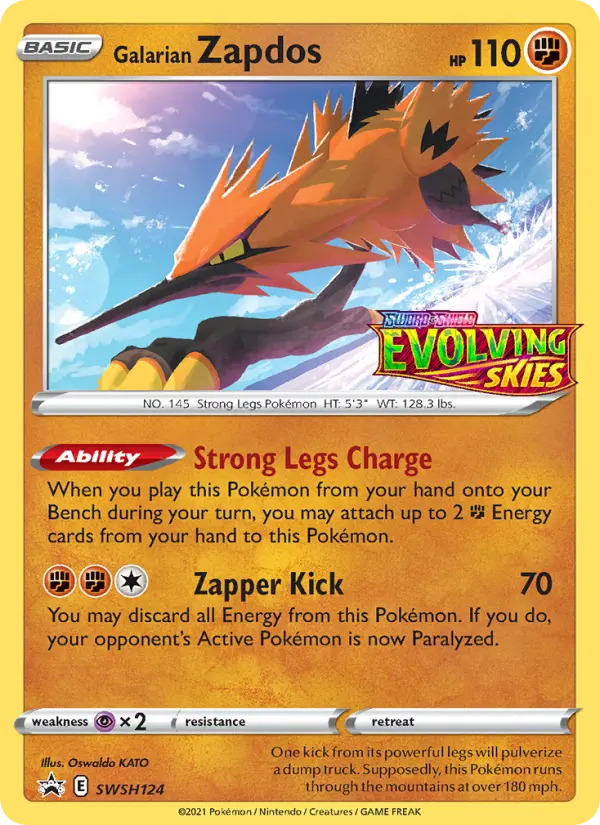 Galarian Zapdos SWSH124 card from SWSH Black Star Promos