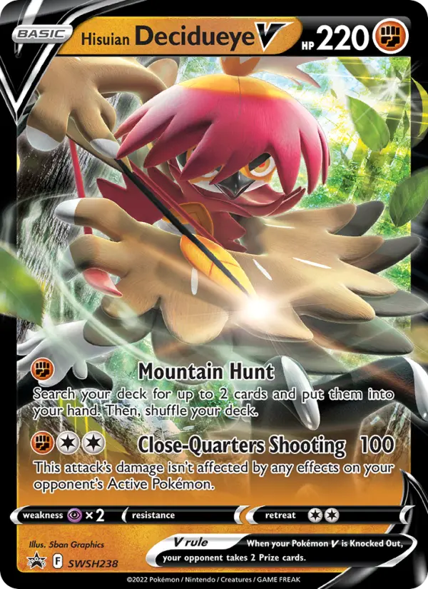 Hisuian Decidueye V SWSH238 — SWSH Black Star Promos SWSH238, Holofoil finish