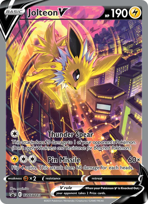 Jolteon V SWSH183 card from SWSH Black Star Promos