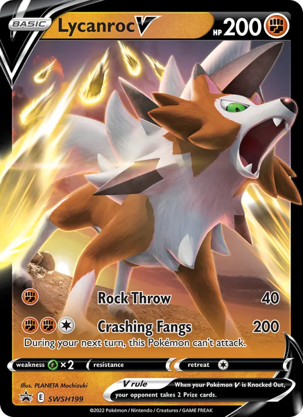 Lycanroc V SWSH199 card from SWSH Black Star Promos