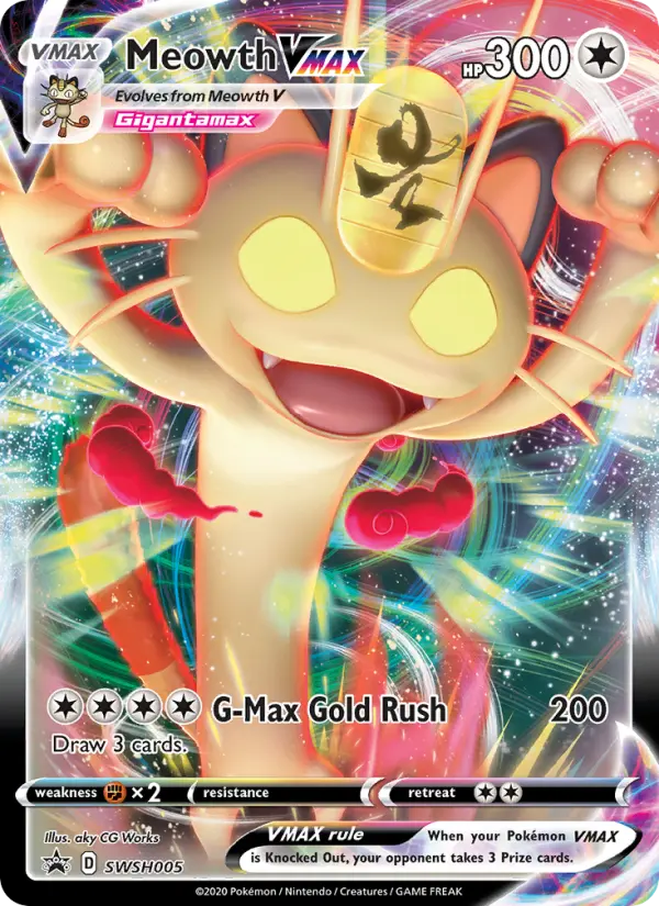 Meowth VMAX SWSH005 — SWSH Black Star Promos SWSH005, Holofoil finish