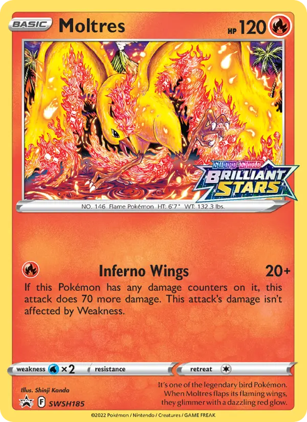 Moltres SWSH185 — SWSH Black Star Promos SWSH185, Holofoil finish