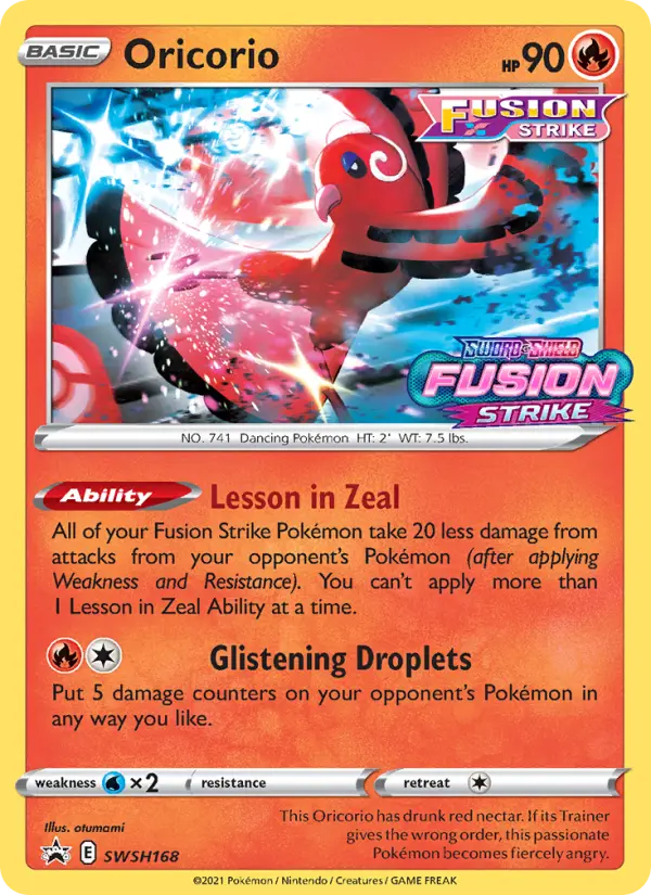 Oricorio SWSH168 — SWSH Black Star Promos SWSH168, Holofoil finish
