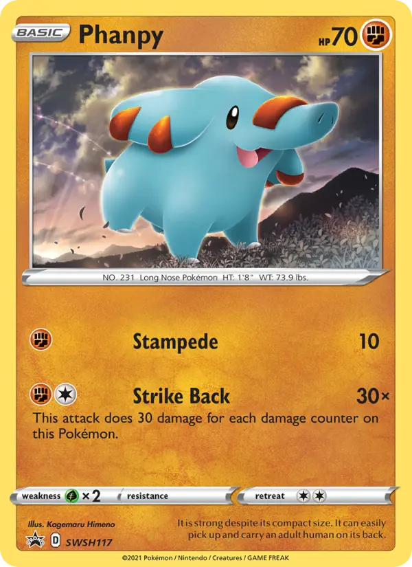 Phanpy SWSH117 card from SWSH Black Star Promos