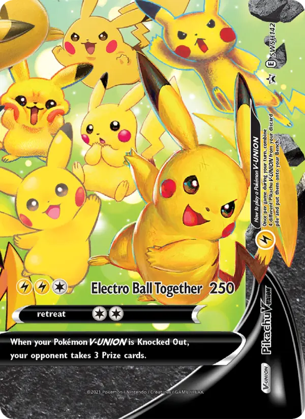 Pikachu V-UNION SWSH142 card from SWSH Black Star Promos