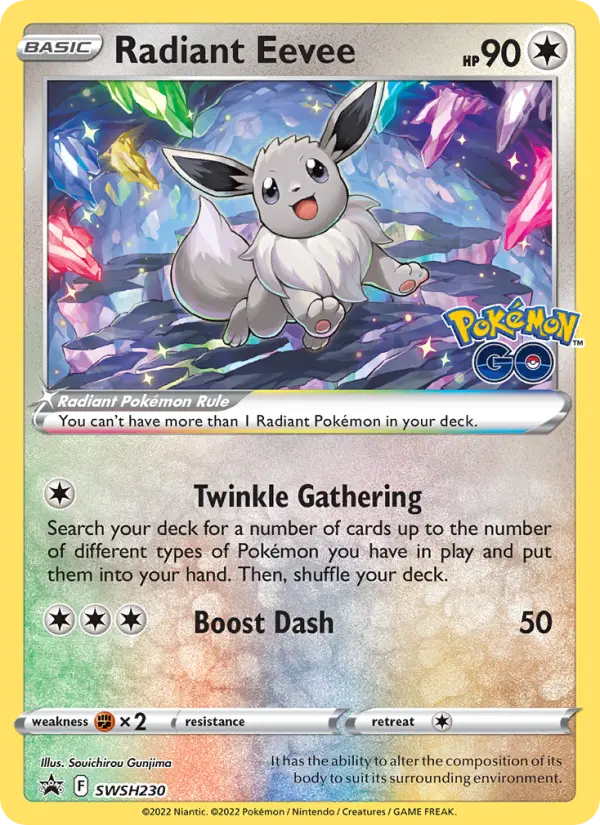 Radiant Eevee SWSH230 card from SWSH Black Star Promos