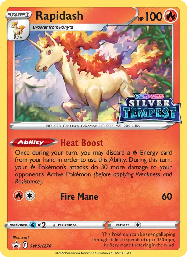 Rapidash SWSH270 card from SWSH Black Star Promos