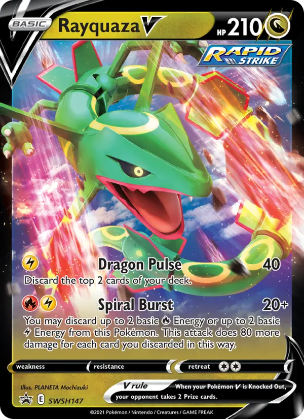 Rayquaza V SWSH147 card from SWSH Black Star Promos