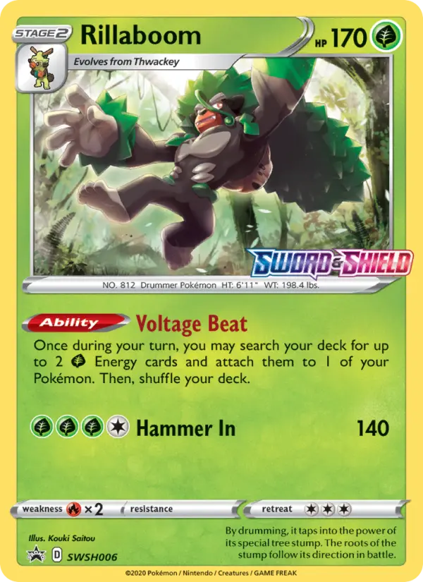Rillaboom SWSH006 card from SWSH Black Star Promos