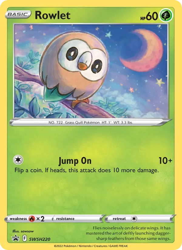 Rowlet SWSH220 — SWSH Black Star Promos SWSH220, Holofoil finish