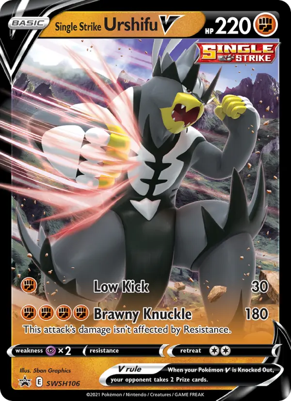 Single Strike Urshifu V SWSH106 card from SWSH Black Star Promos