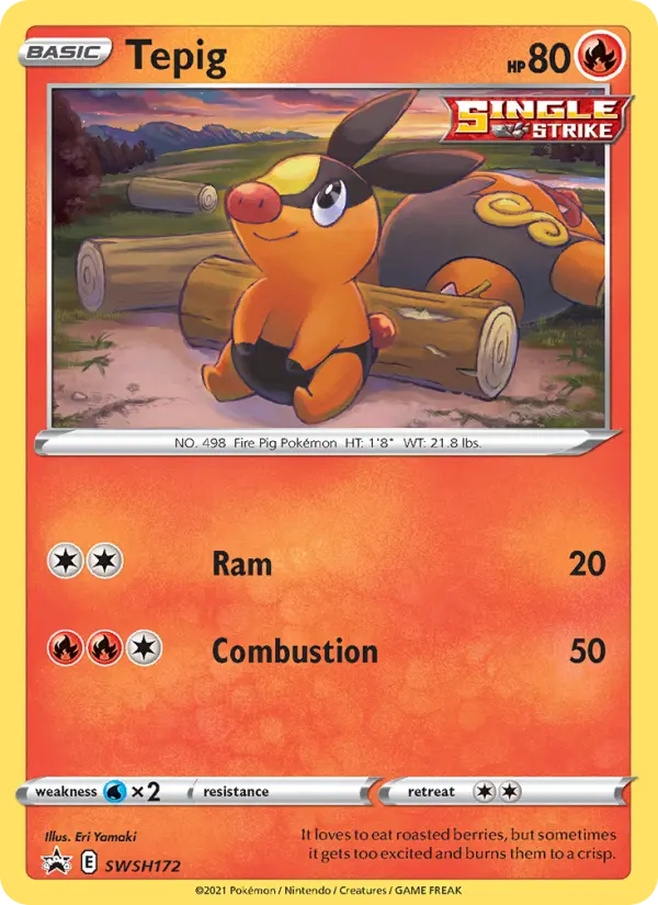 Tepig SWSH172 — SWSH Black Star Promos SWSH172, Holofoil finish