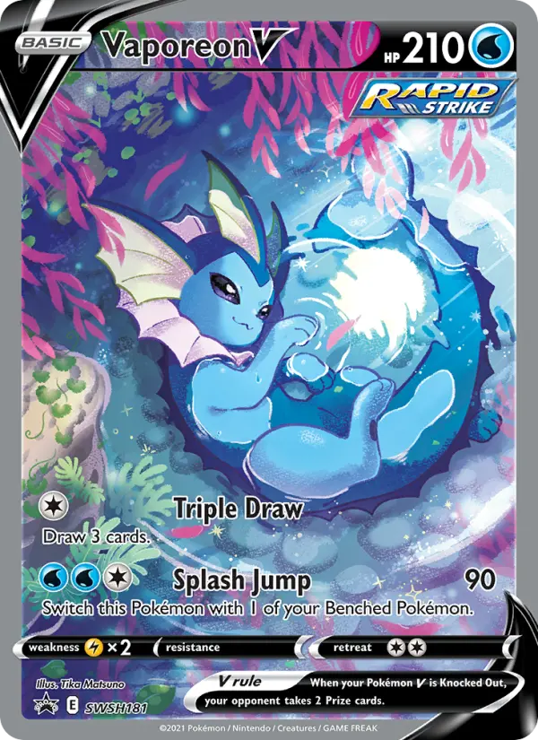 Vaporeon V SWSH181 — the most expensive Tika Matsuno card