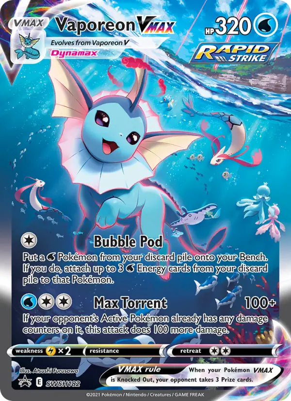 Vaporeon VMAX SWSH182 — SWSH Black Star Promos SWSH182, Holofoil finish