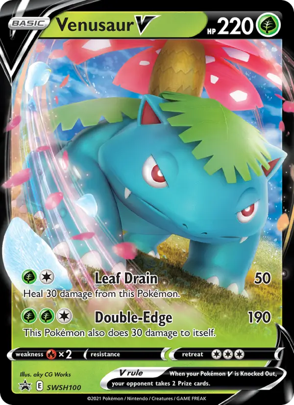 Venusaur V SWSH100 card from SWSH Black Star Promos
