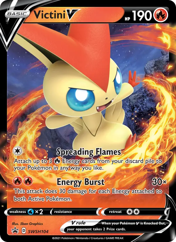 Victini V SWSH104 card from SWSH Black Star Promos