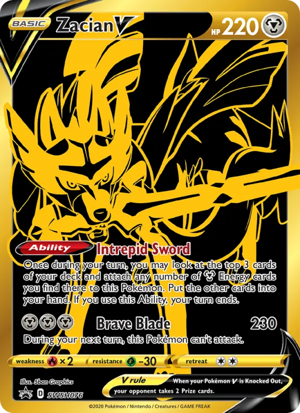 Zacian V SWSH076 card from SWSH Black Star Promos
