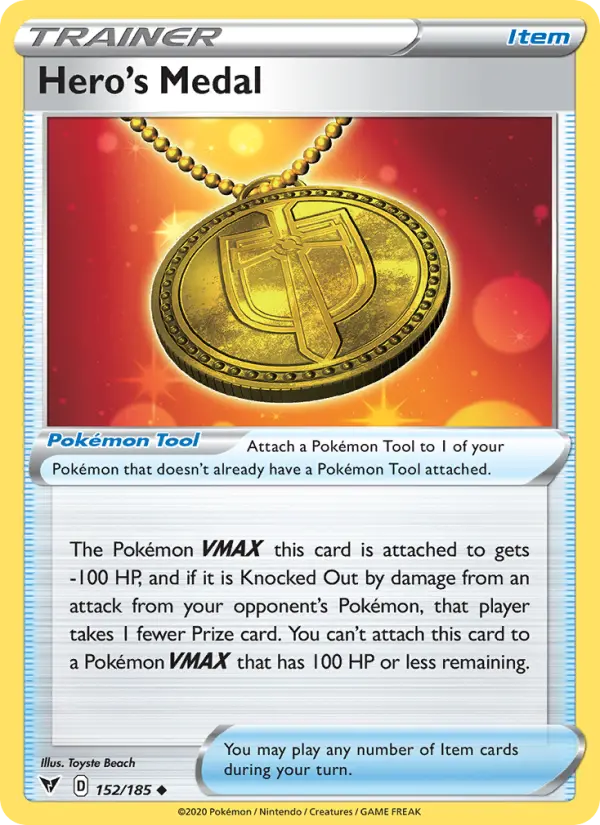 Hero's Medal 152 card from Vivid Voltage