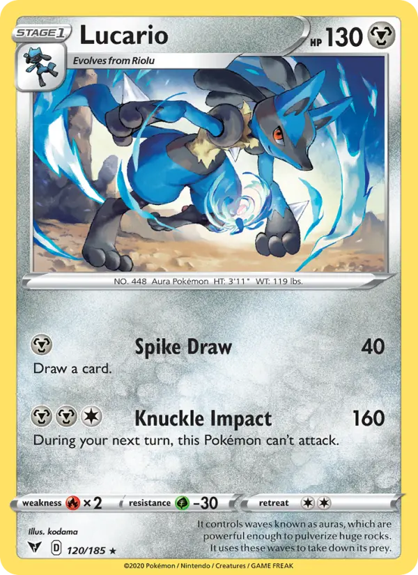 Lucario 120 card from Vivid Voltage