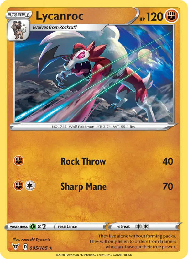 Lycanroc 95 card from Vivid Voltage