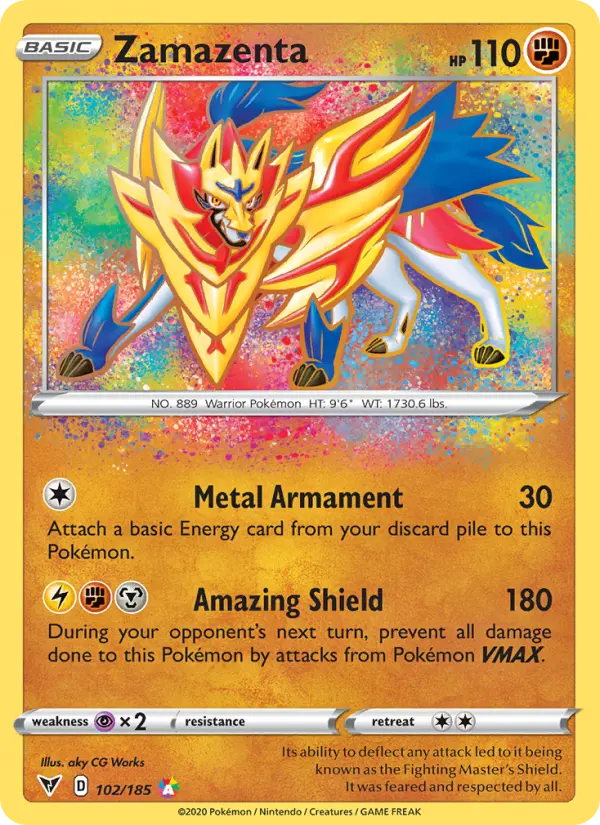 Zamazenta 102 — Vivid Voltage 102, Holofoil finish