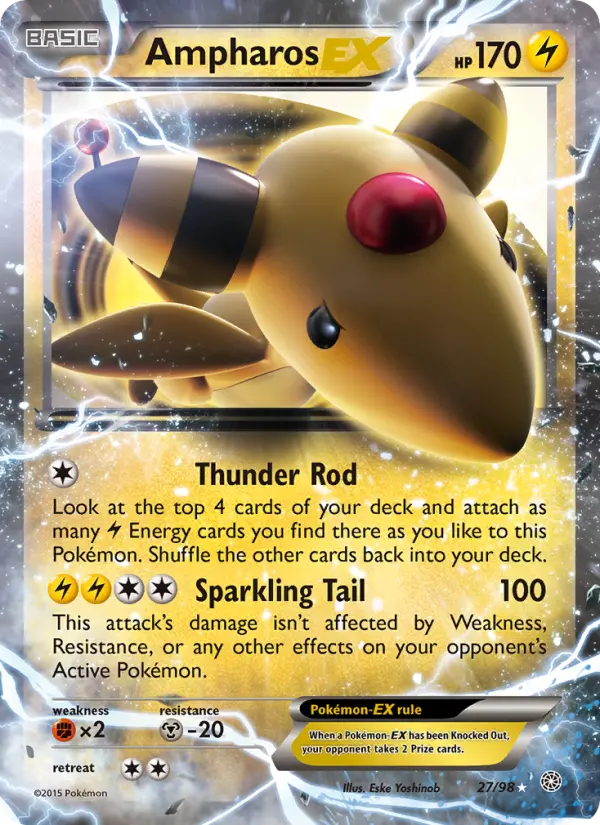 Ampharos-EX 27 — Ancient Origins 27, Holofoil finish