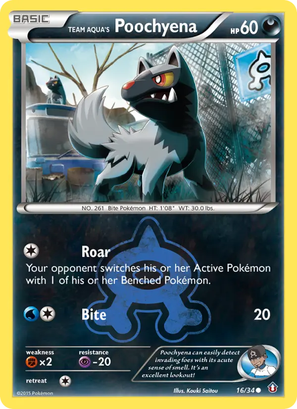 Team Aqua's Poochyena 16 card from Double Crisis