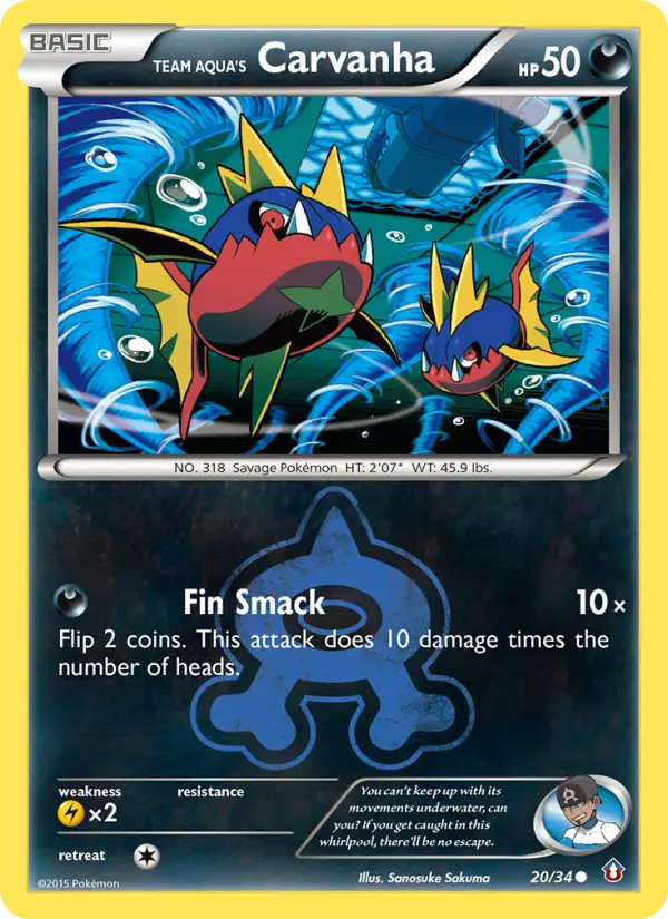 Team Aqua's Carvanha 20 card from Double Crisis