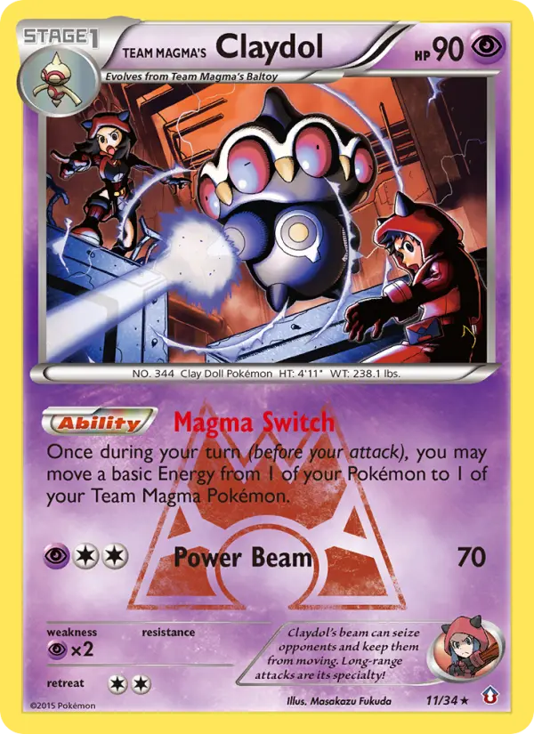 Team Magma's Claydol 11 card from Double Crisis